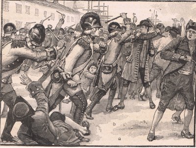 Affray at Boston Between the Soldiers and the Rope Makers AD 1770 by Walter Paget